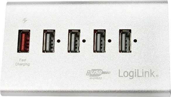 LogiLink Aluminium USB-Hub, 5x USB-A 2.0, USB 2.0 Micro-B [Buchse]