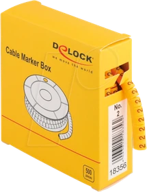 DeLOCK Kabelmarker Box, Nummer 2, gelb, 500 Stück