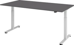 Hammerbacher Ergonomic Aktiv XMST2E/5/S elektrisch höhenverstellbarer Sitz-Steh-Schreibtisch 200x100cm grau/silber