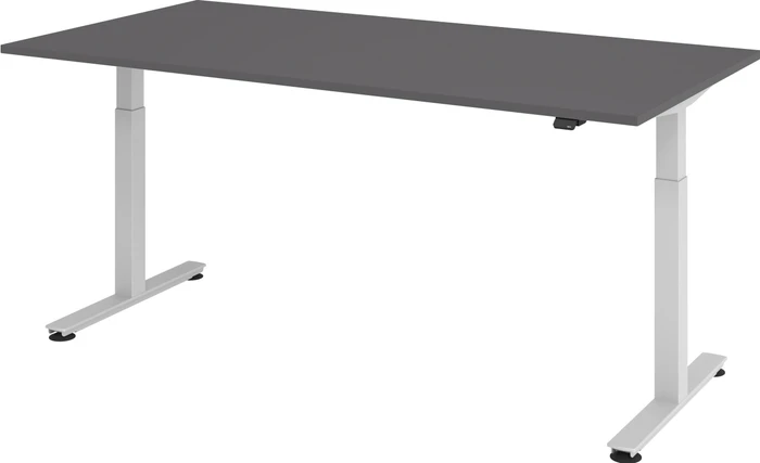 Hammerbacher Ergonomic Aktiv XMST2E/5/S elektrisch höhenverstellbarer Sitz-Steh-Schreibtisch 200x100cm grau/silber