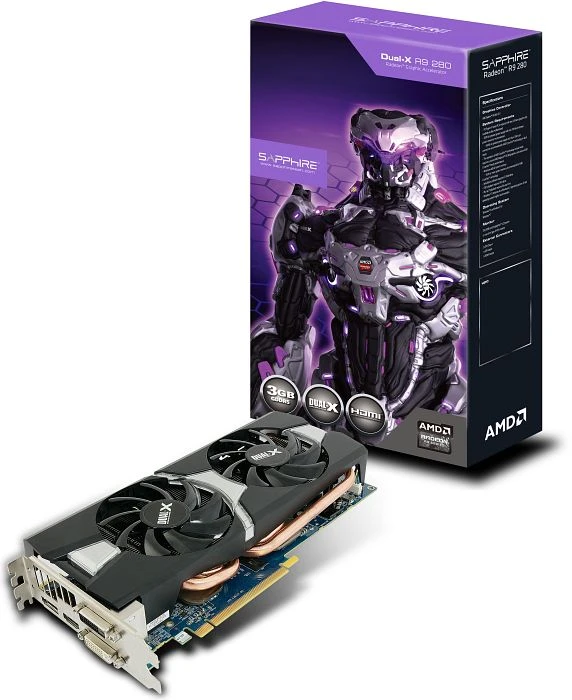 Sapphire Radeon R9 280 Dual-X OC, 3GB GDDR5, 2x DVI, HDMI, DP, lite retail