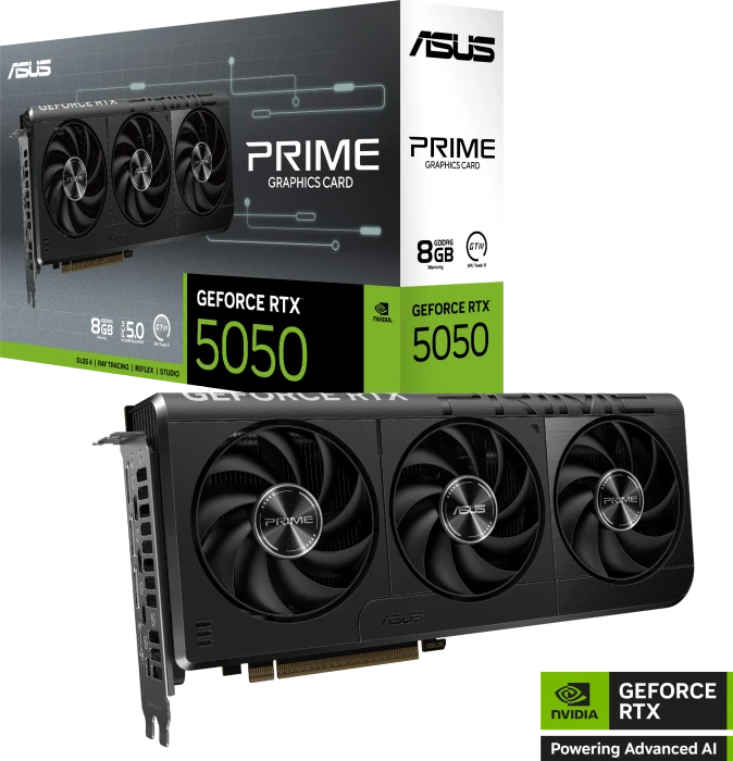 ASUS Prime GeForce RTX 5050, PRIME-RTX5050-8G, 8GB GDDR6, HDMI, 3x DP