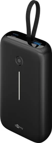 Wentronic Goobay Powerbank 20000mAh mit integriertem USB-C-Kabel schwarz