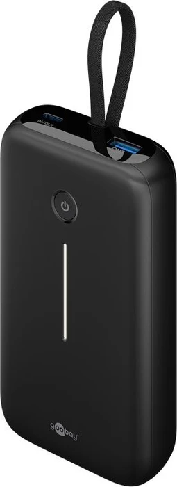 Wentronic Goobay Powerbank 20000mAh mit integriertem USB-C-Kabel schwarz