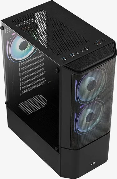 AeroCool Quantum Mesh [V3], schwarz, Lüfter LED RGB, Glasfenster