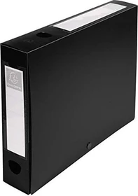 Exacompta Archivbox Kunststoff blickdicht mit Druckknopf 60mm, A4, schwarz, 10er-Pack