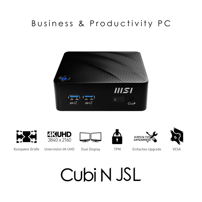 MSI Cubi N JSL-043EU, Celeron N4500, 4GB RAM, 128GB SSD, Windows 11 Pro