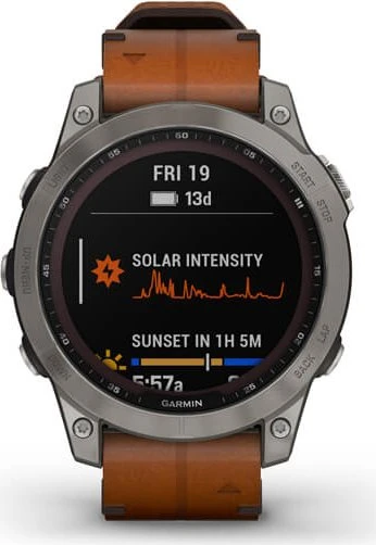 Garmin Fenix 7 Sapphire Solar titanium/chestnut leather
