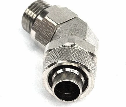 Aquatuning 45° Schlauchanschluss, G1/4" auf 13/10mm, vernickelt