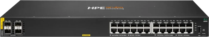 HPE Aruba CX 6000 Series Rackmount Gigabit Managed Switch, 24x RJ-45, 4x SFP, 370W PoE+