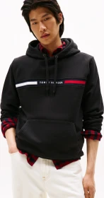 Tommy Hilfiger Hoodie mit Tunnelzug und Logo auf der Brust Hoodie schwarz (Herren)