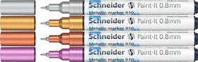 Schneider Paint-It 010 0.8mm Metallicmarker violett/kupfer/gold/silber, 4er-Set