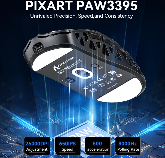 Attack Shark R3 Wireless Gaming Mouse schwarz, USB/Bluetooth