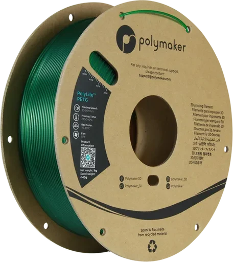 Polymaker PolyLite PETG, Translucent Green, Spule, 1.75mm, 1.00kg