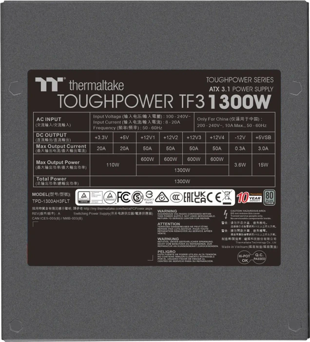 Thermaltake ToughPower TF3 1300W, ATX 3.1