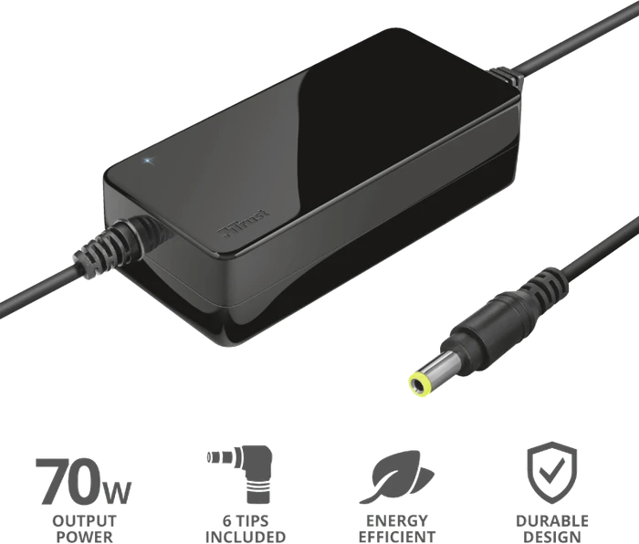 Trust Primo Notebook Power Adapter, Hohlstecker mit Wechseladapter, 70W