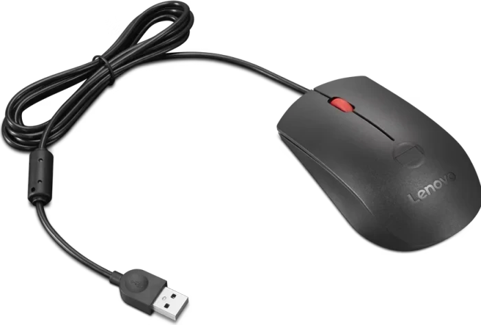 Lenovo Fingerprint Biometric Mouse Gen3, schwarz/rot, USB