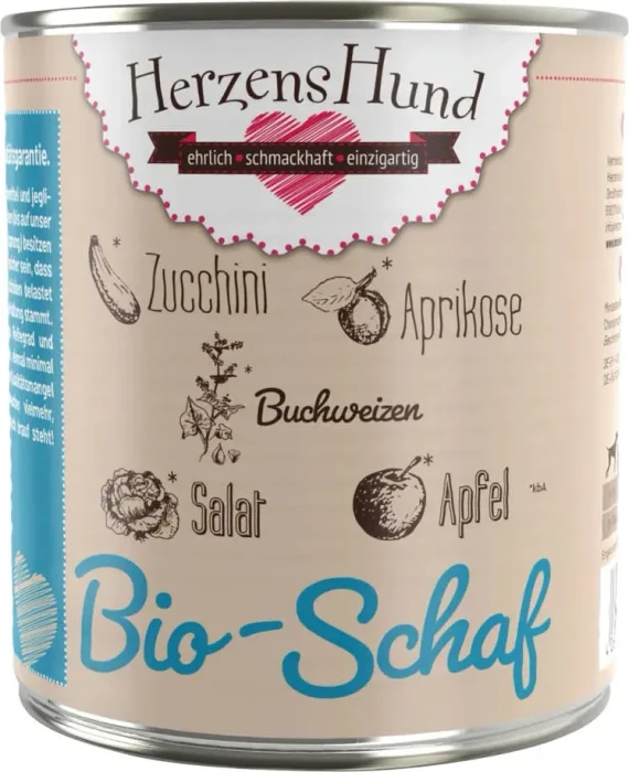 Herzens Hund Bio Schaf mit Bio Gemüse, 4.80kg (6x 800g)