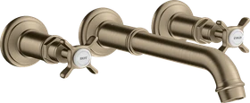 Hansgrohe Axor Montreux 3-Loch Waschtischarmatur für Wandmontage und Kreuzgriffen brushed nickel