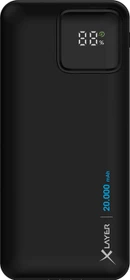 XLayer Powerbank mit zwei integrierten Kabeln 20000mAh schwarz