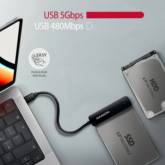 Axagon 2.5" Adapter, USB-C 3.0, USB -> SATA