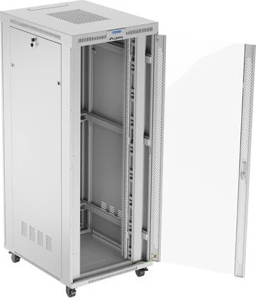 Lanberg 19" Rackschrank 42HE, LCD, freistehend, Flat Pack, V2, Glastür, IP20, RAL 7035, 1000mm tief
