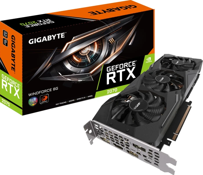 GIGABYTE GeForce RTX 2070 Windforce 8G (Rev. 1.0), 8GB GDDR6, HDMI, USB-C, 3x DP