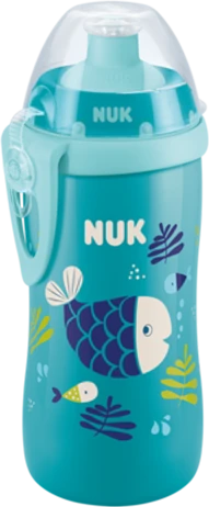 NUK Junior Cup Trinkflasche Chamäleon Effekt, 36+M, 300ml, fisch petrol