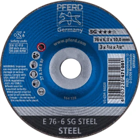 Pferd E 76-6 SG STEEL/10.0 Schleifscheibe, 76x6.3x10mm, 10 Stück