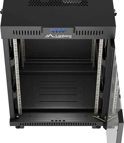 Lanberg 19" Rackschrank 15HE, LCD, freistehend, Flat Pack, V2, Glastür, IP20, RAL 9004, 600mm tief