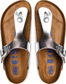Birkenstock Gizeh Naturleder metallic silver (Damen)