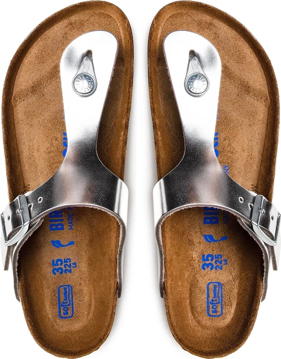 Birkenstock Gizeh Naturleder metallic silver (Damen)