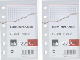 bsb-obpacher Kalender Pocket Ersatzeinlage, A7, kariert, 50 Blatt