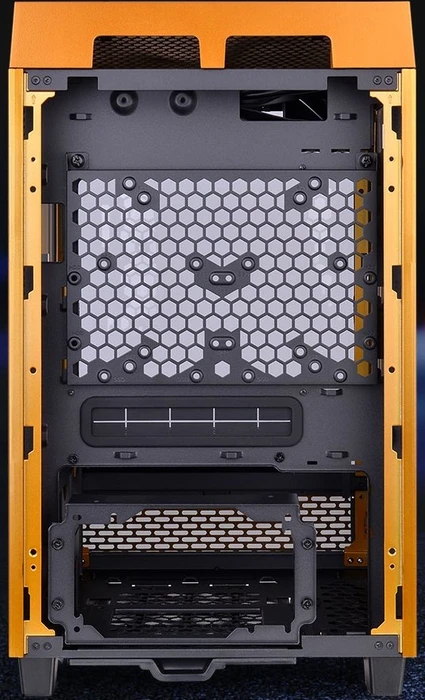 Thermaltake The Tower 100 Metallic Gold, orange, Glasfenster, Mini-ITX