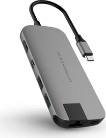 Hyper HyperDrive Slim 8in1, USB-C 3.0 Multiport-Adapter, grau (HD247B-GRAY)
