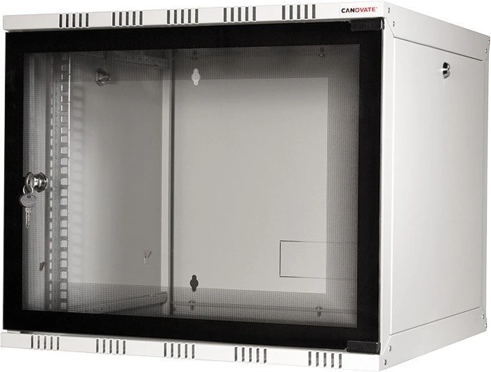 LogiLink Canovate SOHO Wandgehäuse 15HE, Sicherheitsglastür, grau, 550mm tief
