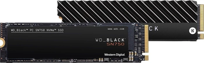 Western Digital WD_BLACK SN750 NVMe SSD 500GB, M.2 2280 / M-Key / PCIe 3.0 x4, Kühlkörper