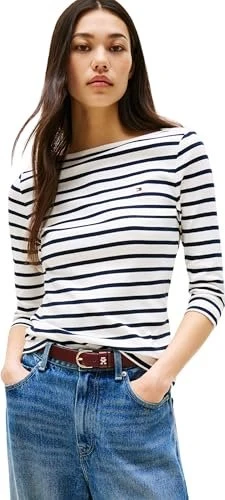 Tommy Hilfiger Slim Fit Shirt 3/4 breton/ecru/dark blue (Damen)