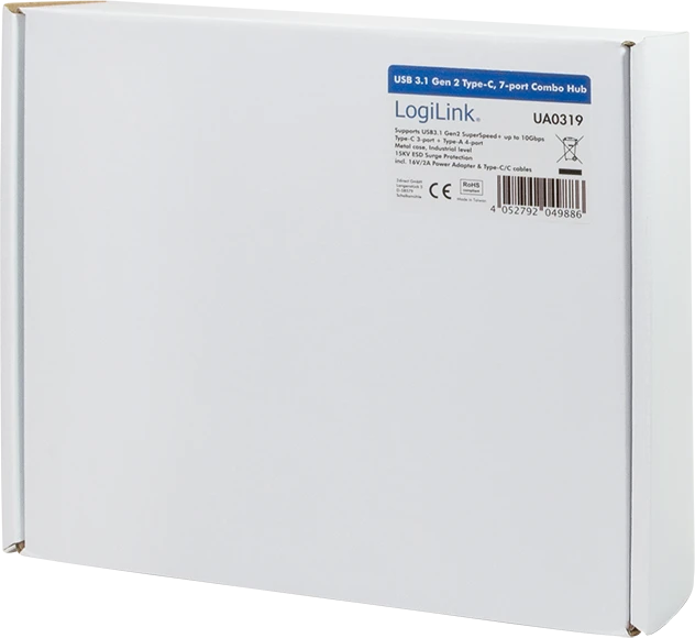 LogiLink Industrial Wallmount USB-Hub, 3x USB-C 3.1, 4x USB-A 3.0, USB-C 3.1 [Buchse]