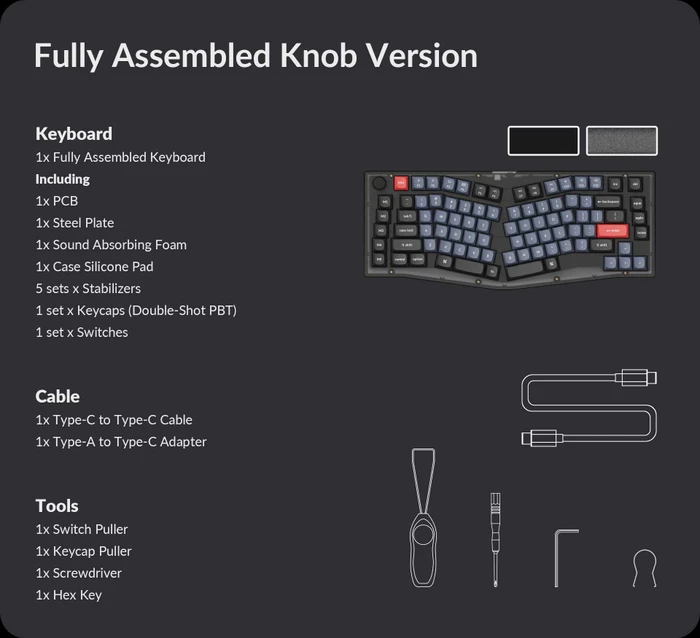 Keychron V10, Frosted Black, 75% Alice Layout, PBT, LEDs RGB, hot-swap, Keychron K Pro BROWN, USB, ND