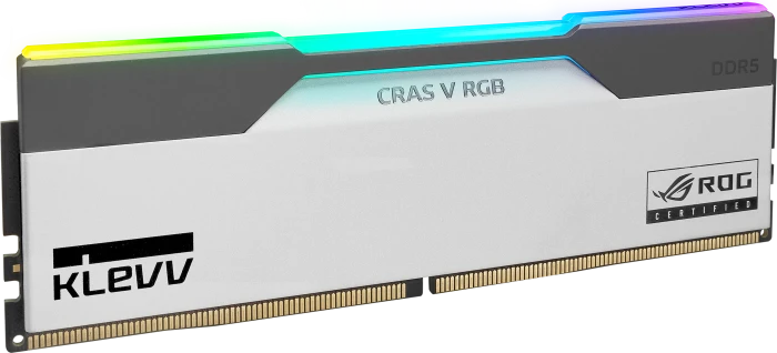 Klevv Cras V RGB ROG Certified weiß/schwarz UDIMM 32GB Kit, DDR5-6200, CL32-38-38-78
