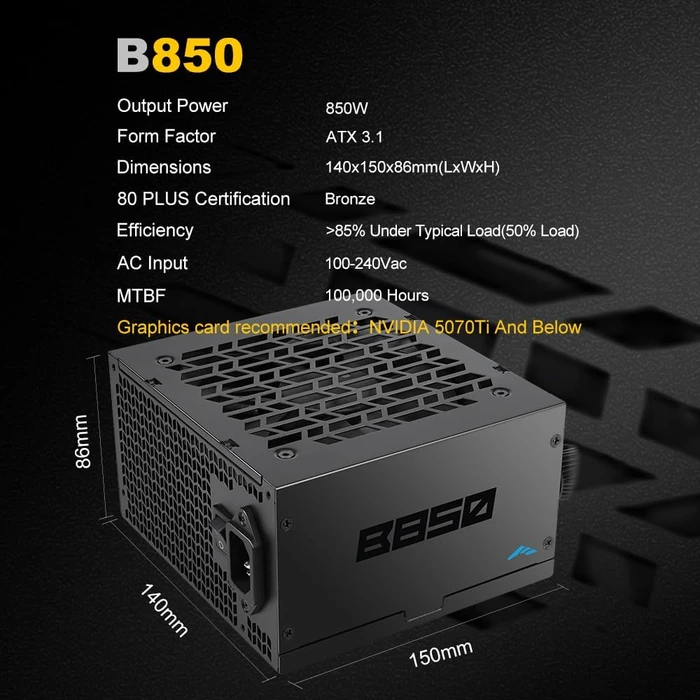 SAMA B Series B850 schwarz 850W, ATX 3.1