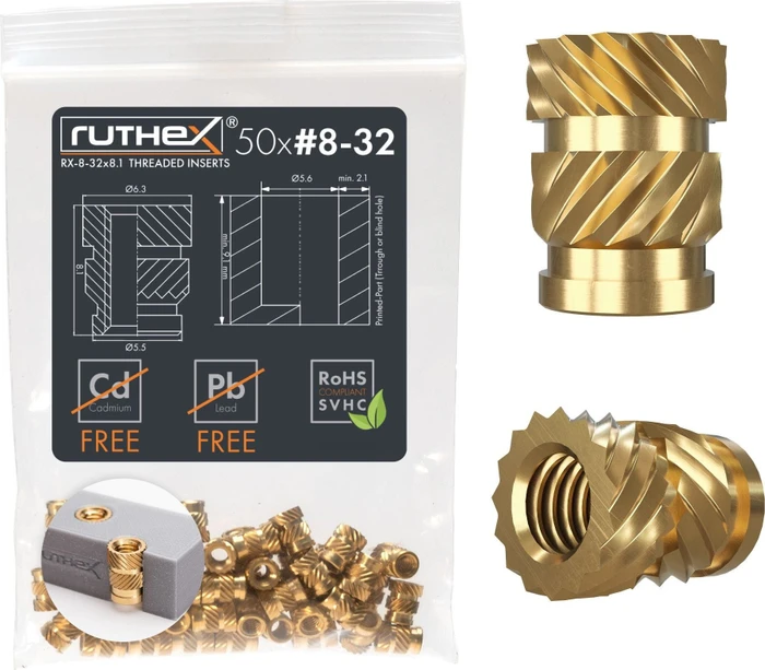 ruthex Gewindeeinsatz #8-32x8,1, 50er-Pack