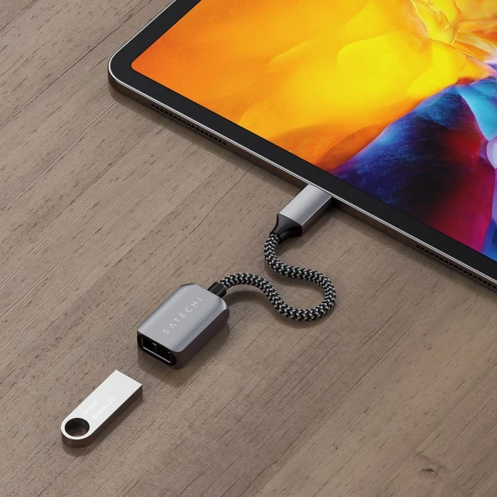 Satechi USB-A 3.0 [Buchse] auf USB-C 3.0 [Stecker] Adapterkabel, space gray