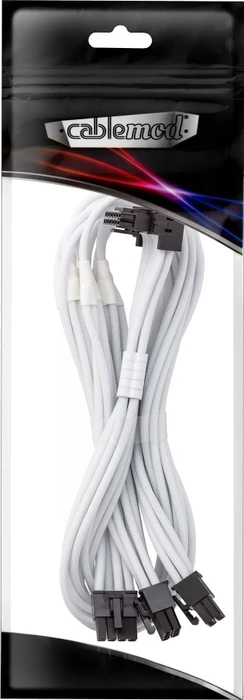CableMod C-Series Pro, 12VHPWR Kabel, Corsair Type 4, 3x 8-Pin PCIe Stecker auf 16-Pin PCIe 5.0 12VHPWR Stecker, Adapterkabel, 90°, Variante B, weiß, 60cm