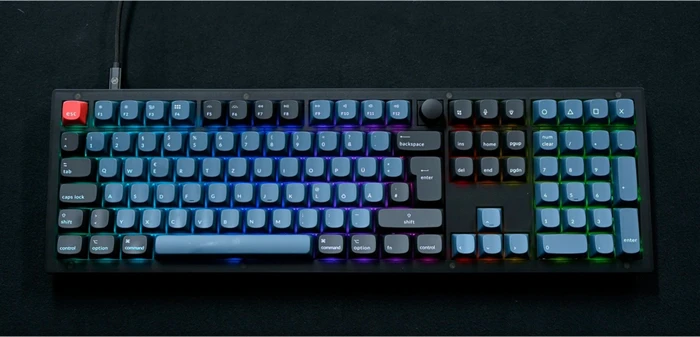 Keychron V6 Knob Version, OSA Profil, LEDs RGB, hot-swap, Frosted Black, Keychron K Pro RED, USB & USB-A, DE