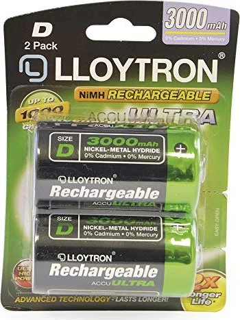 Lloytron AccuUltra Mono D NiMH 3000mAh, 2er-Pack