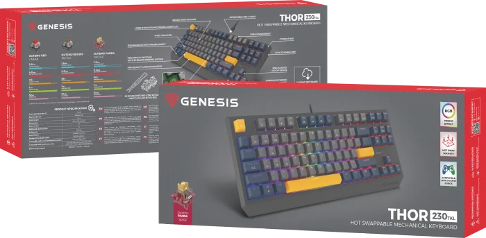 Genesis Thor 230 TKL, Naval Blue Negative, LEDs RGB, hot-swap, Outemu Panda, USB, US