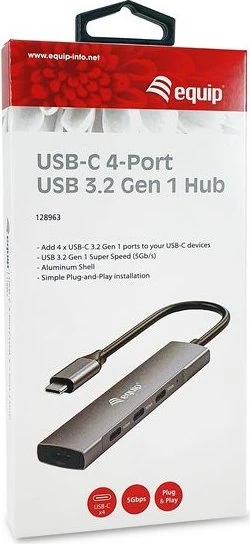 Equip 4 Port USB Hub, USB-C 3.0 [Stecker]