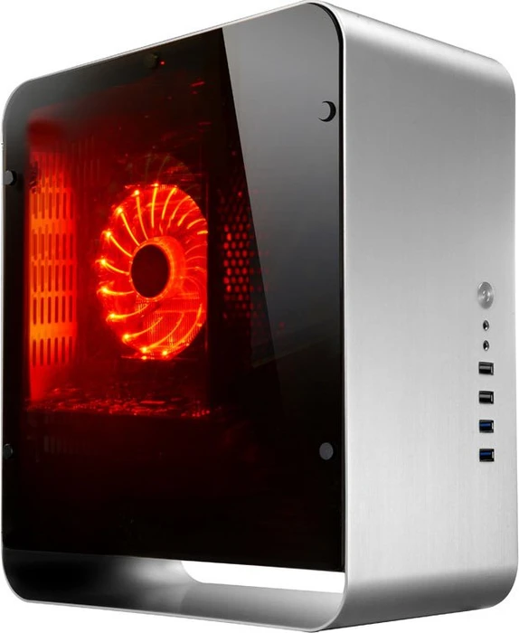 Jonsbo UMX1 Plus, silber, Glasfenster, Mini-ITX